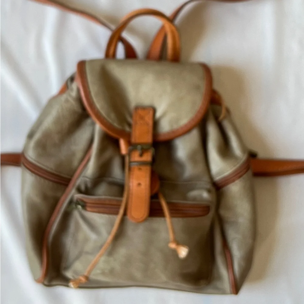 leather mini Tan Backpack made in Italy brown trim Grunge women girls